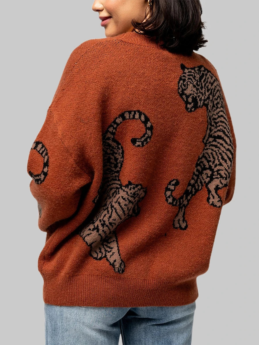 Tiger Print Knit Sweater