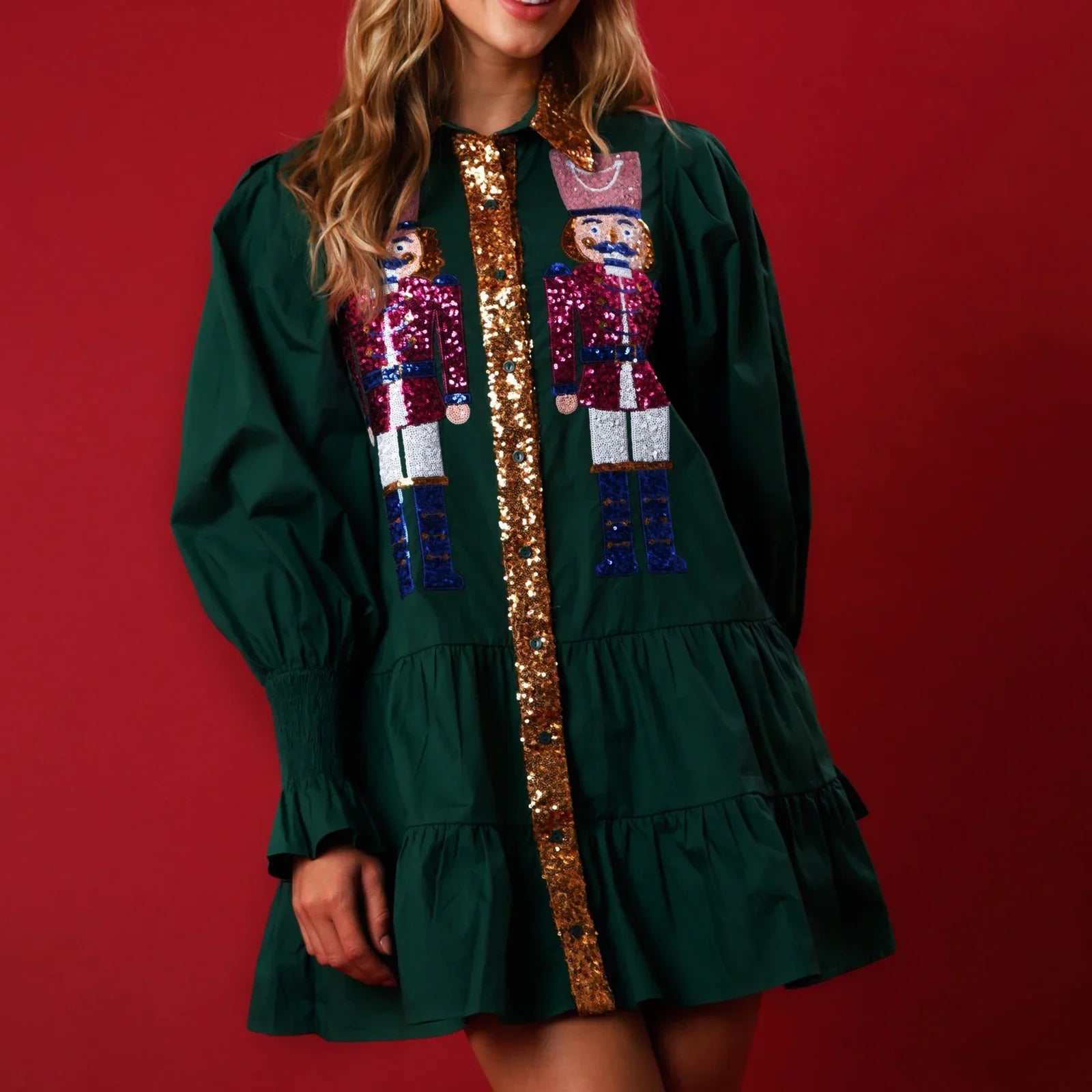 Nutcracker Charm Sequin Holiday Dress