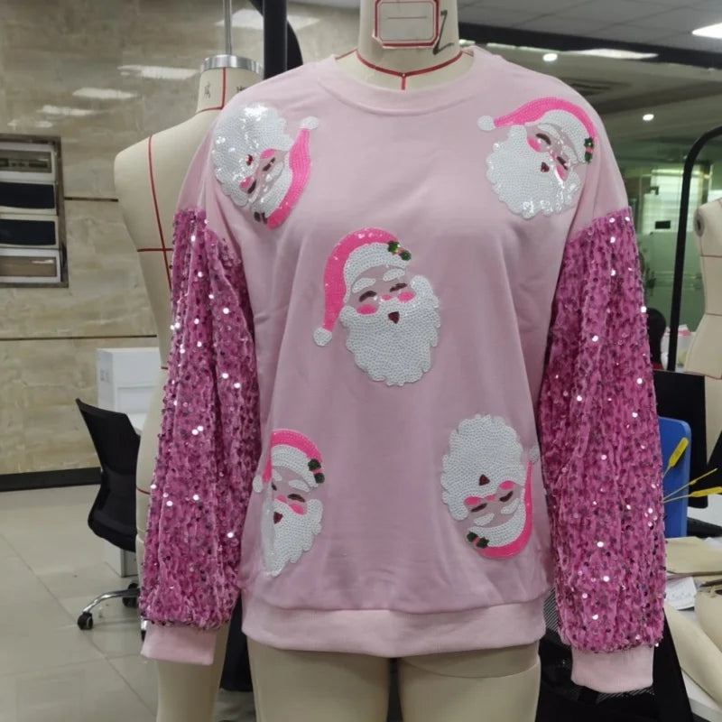 Holiday Cheer Glitter Patchwork Sweatshirt