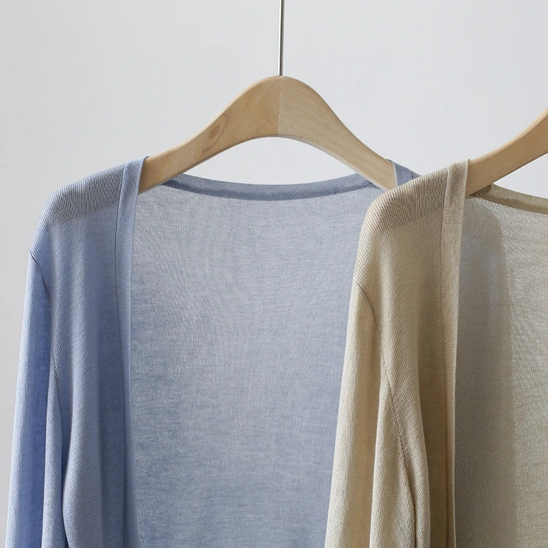 Short Ice Silk Knitted Sun Protection Cardigan