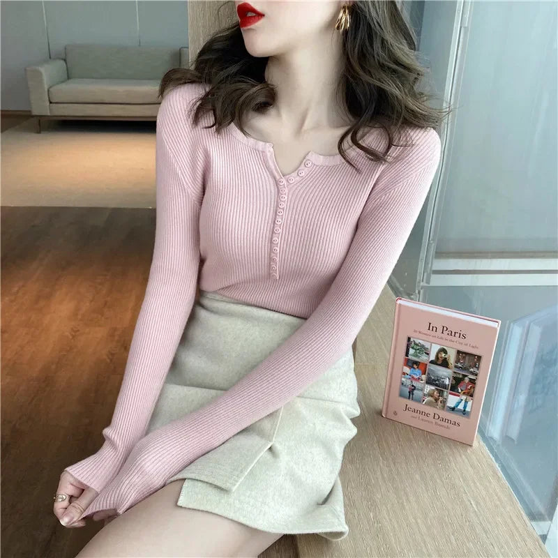 Slim Fit Long Sleeve Knit Top