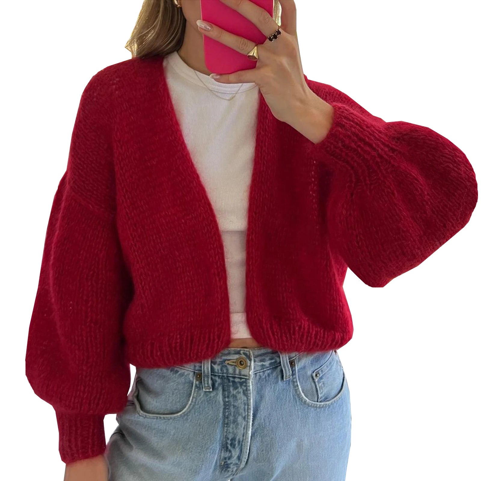 Faux Fur Trim Knit Cardigan
