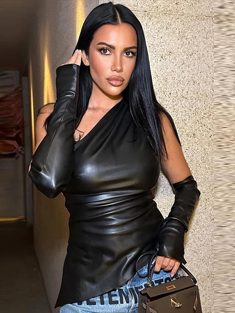 Onyx Raven Leather Top