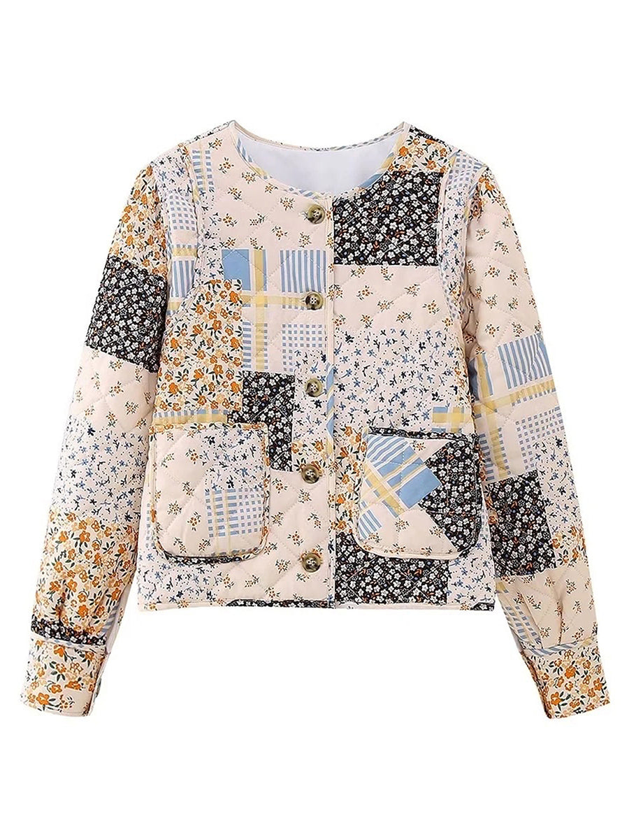 Floral Quilted Button Jacket