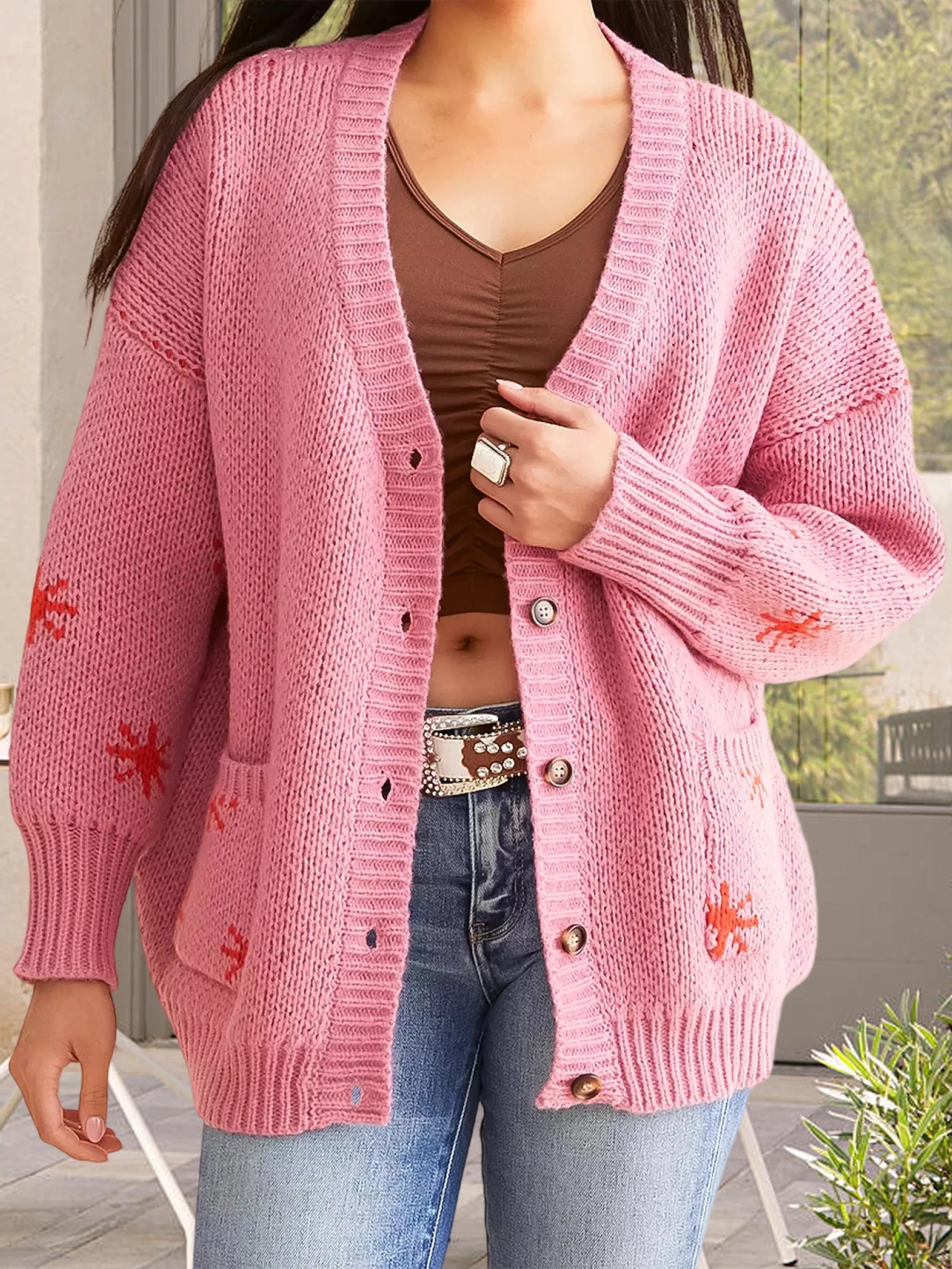 V-Neck Knit Cardigan