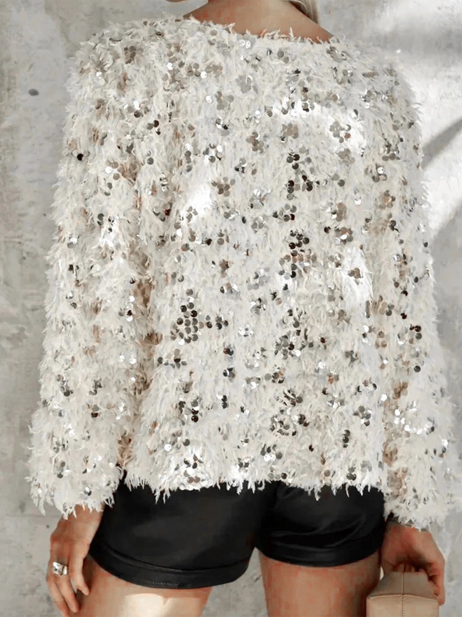 Sequin Feather Knit Sweater
