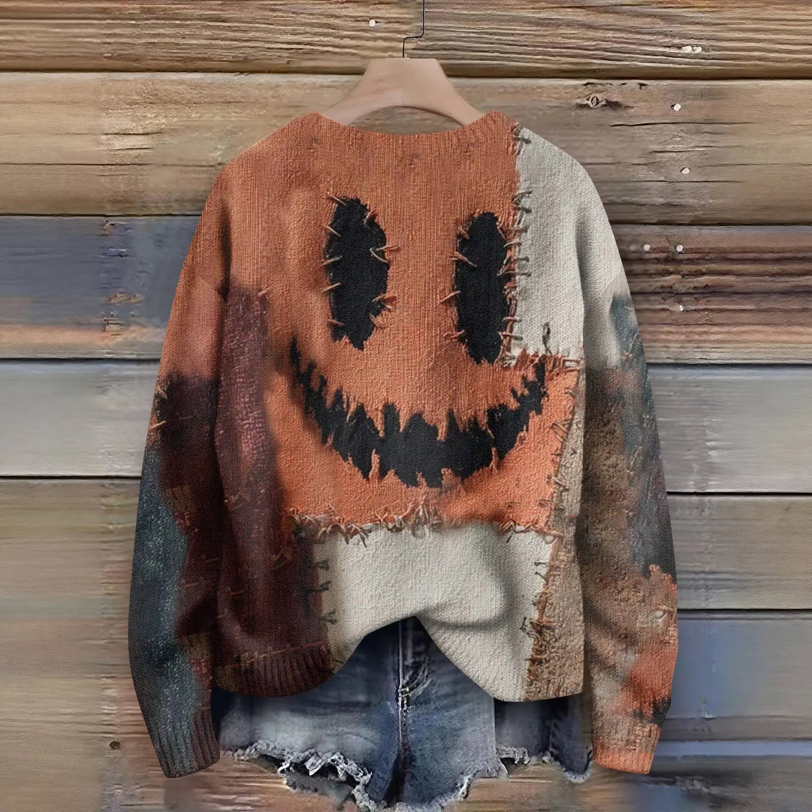 Printed Oversized Knit Sweater