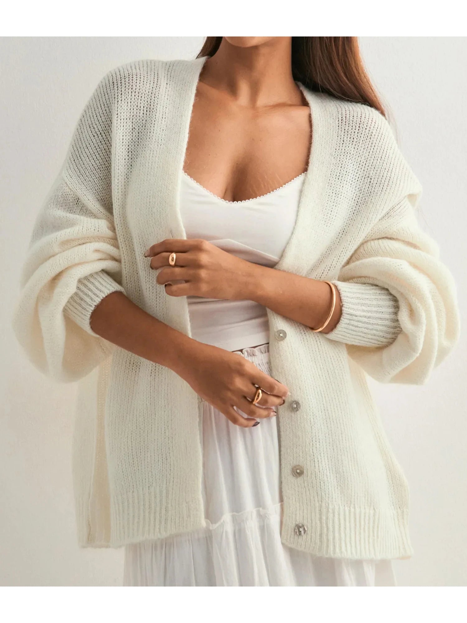 V-Neck Button Knit Cardigan