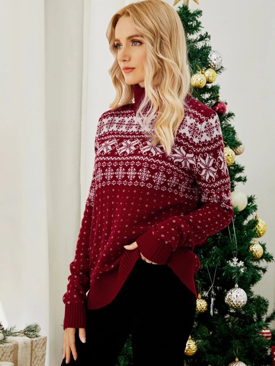 Snowflake High-Neck Sweater