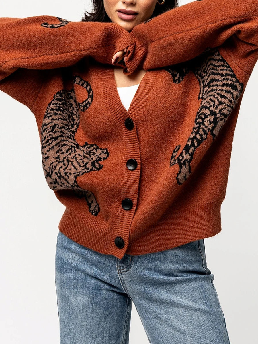 Tiger Print Knit Sweater
