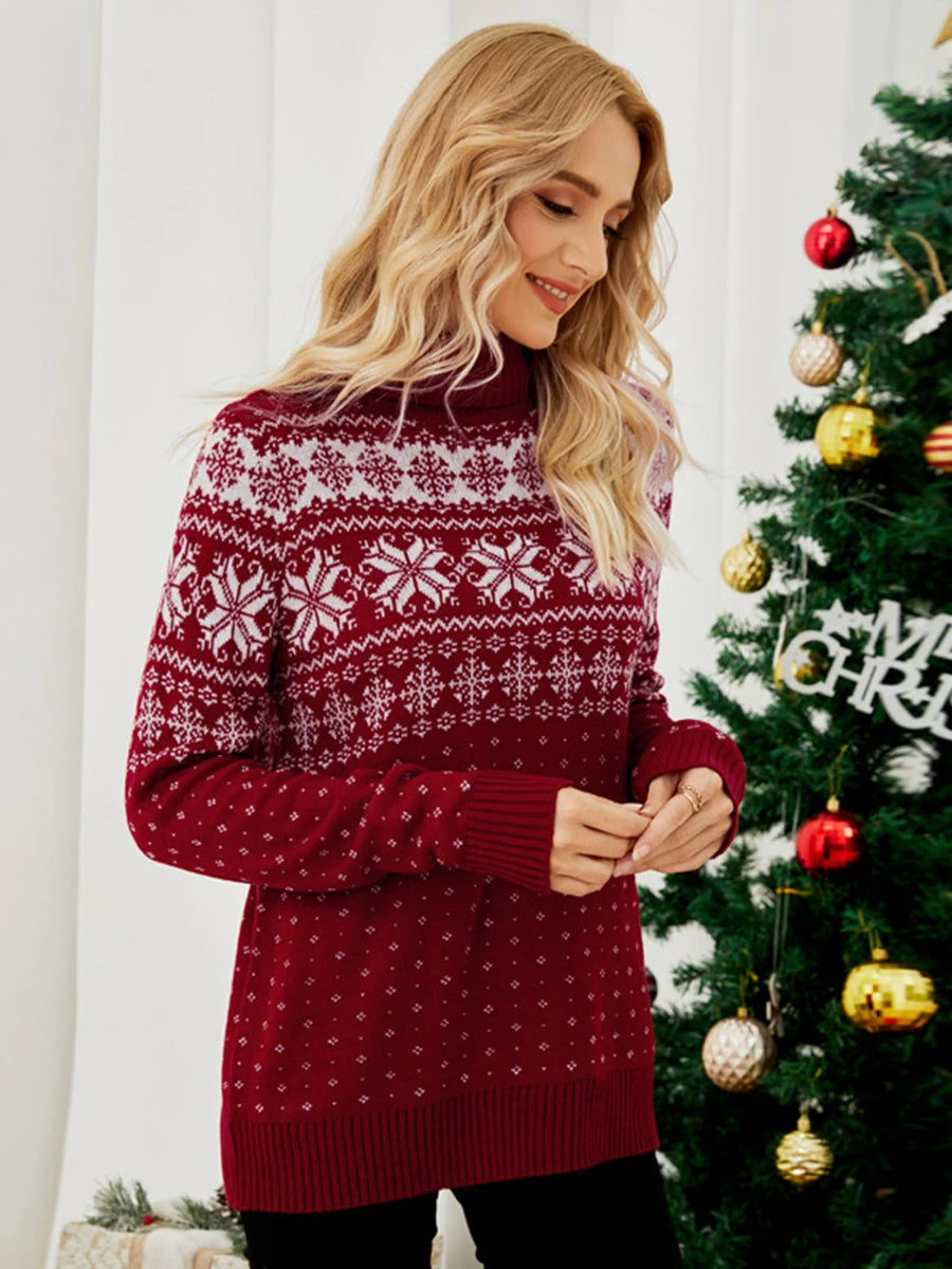 Snowflake High-Neck Sweater