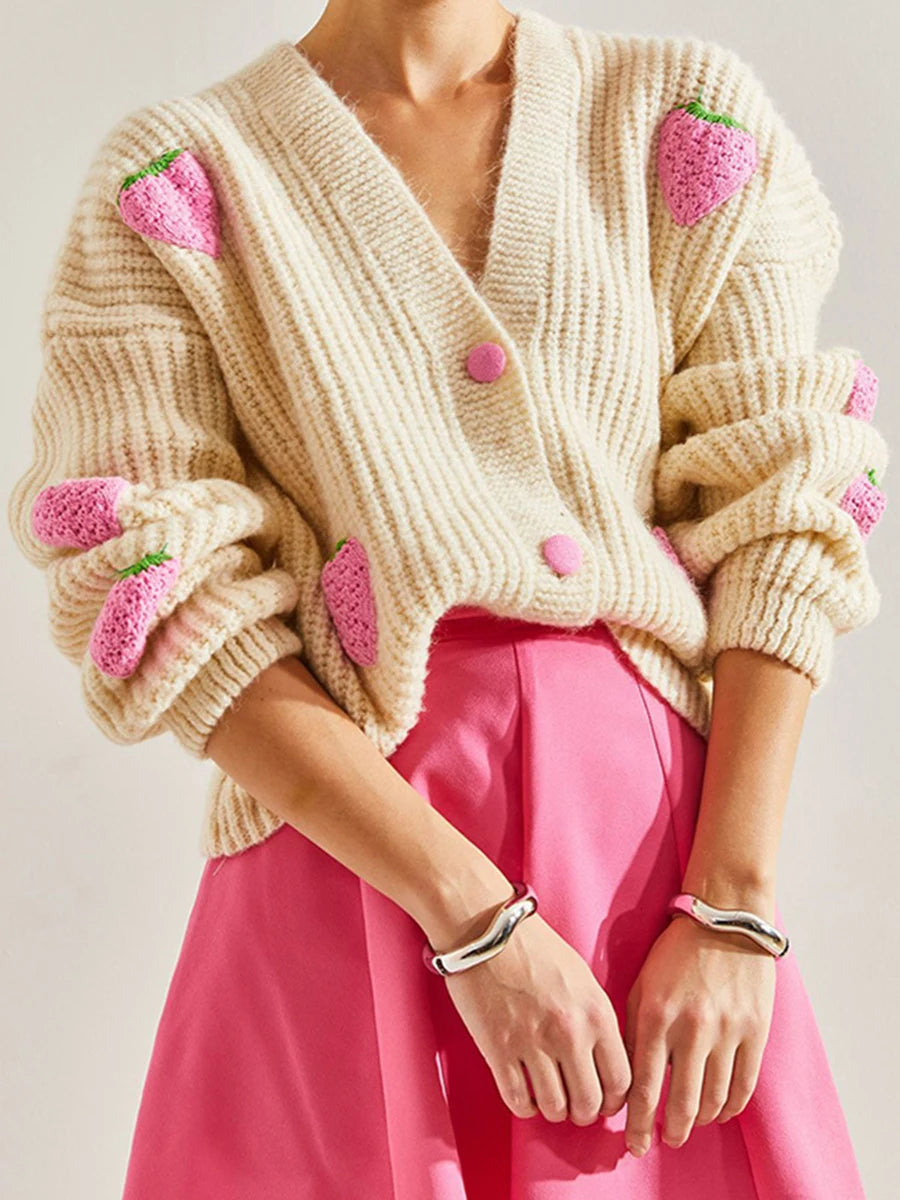Soft Pink Cable Knit Cardigan
