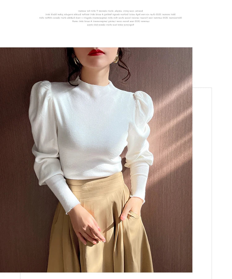 Slim Fit Puff Sleeve Sweater