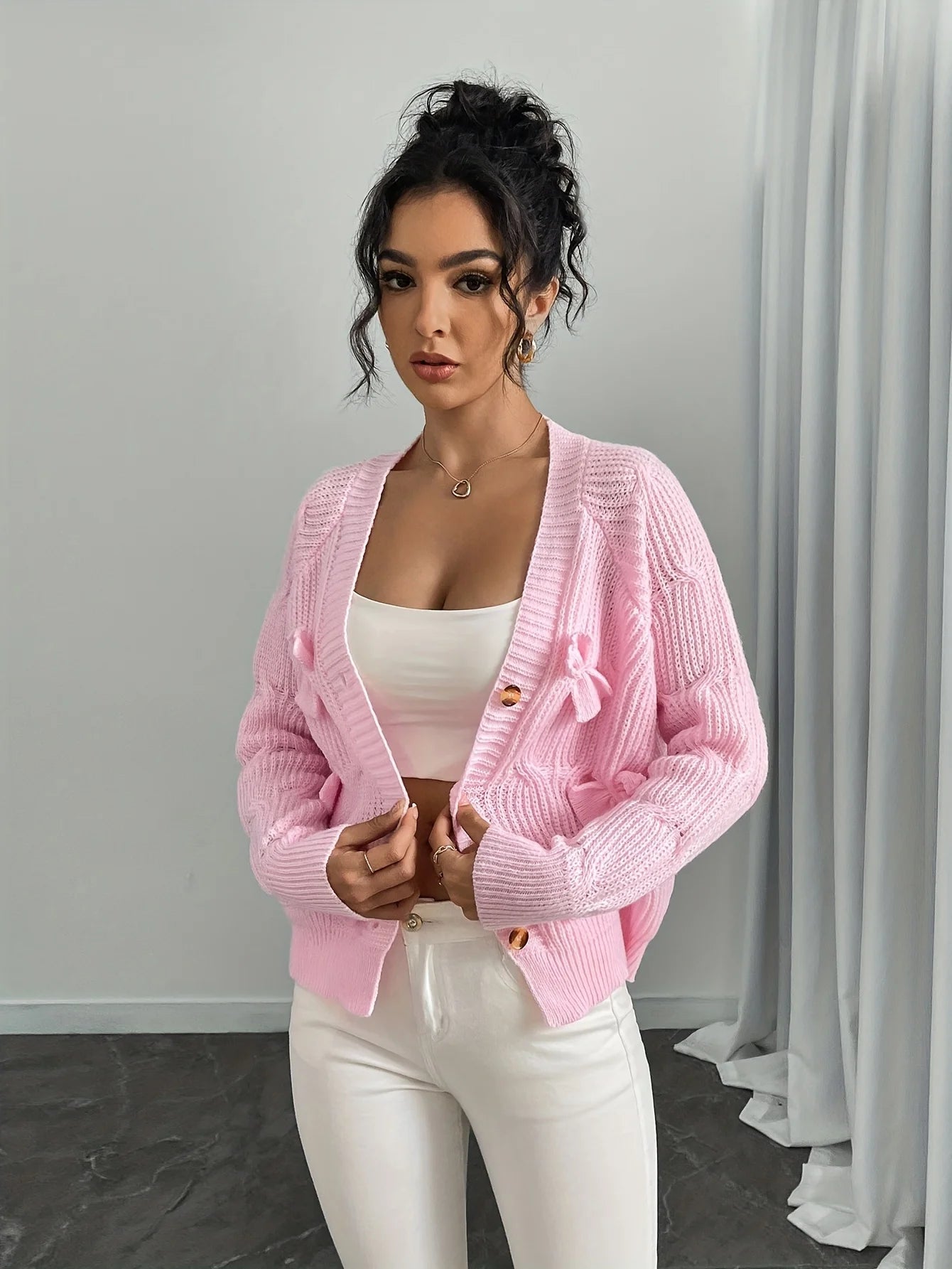 Bow Detail Knit Cardigan