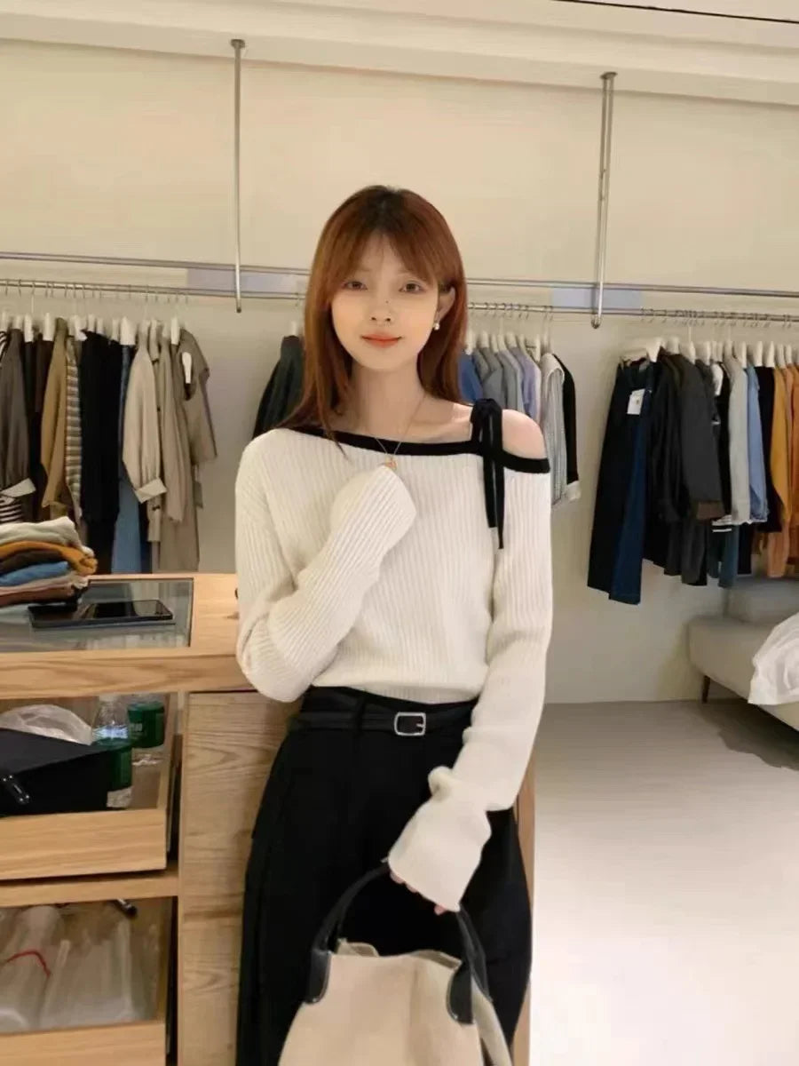 Off-Shoulder Knit Sweater