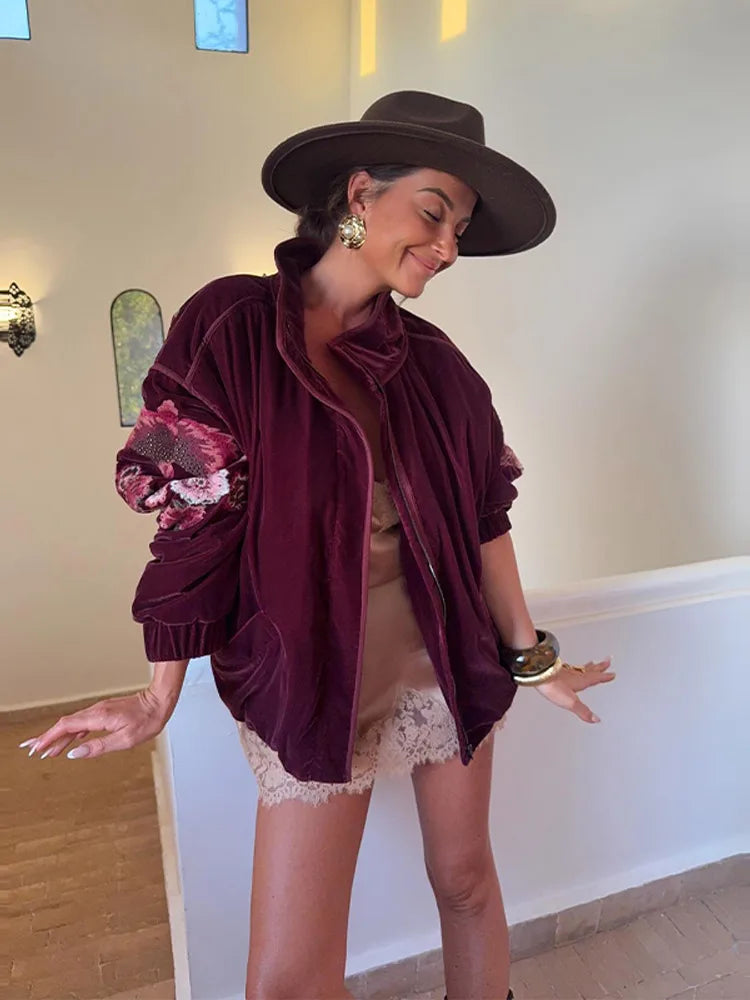 Crimson Charm Embroidered Jacket