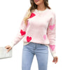 Heart Print Knit Pullover