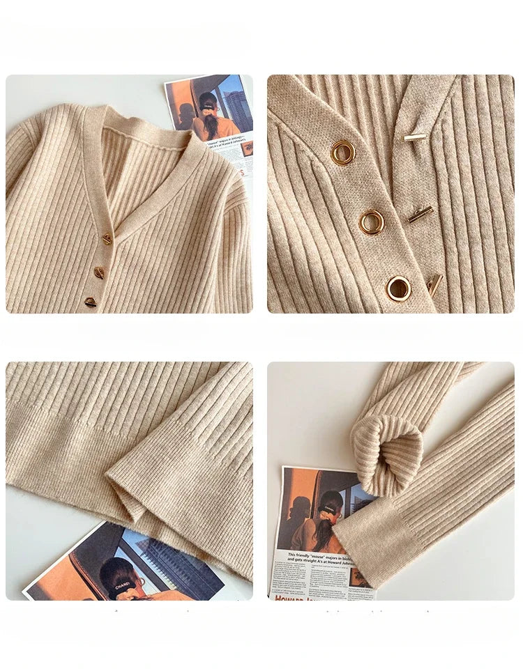 Slim V-Neck Knit Pullover