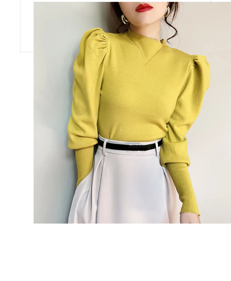 Slim Fit Puff Sleeve Sweater