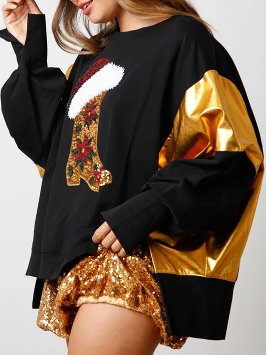Sequin Santa Oversized Christmas Pullover