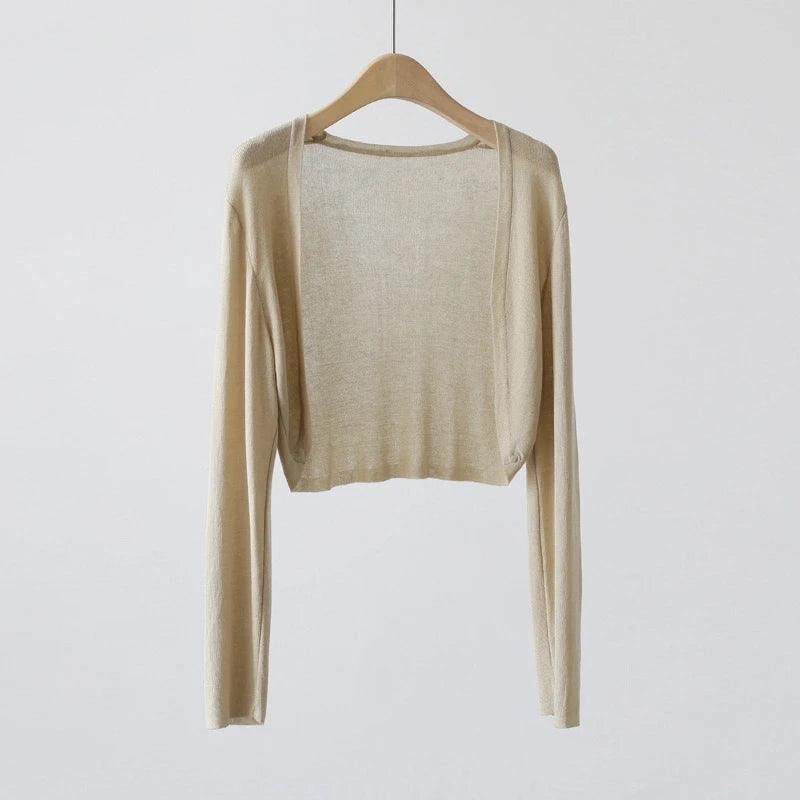 Short Ice Silk Knitted Sun Protection Cardigan