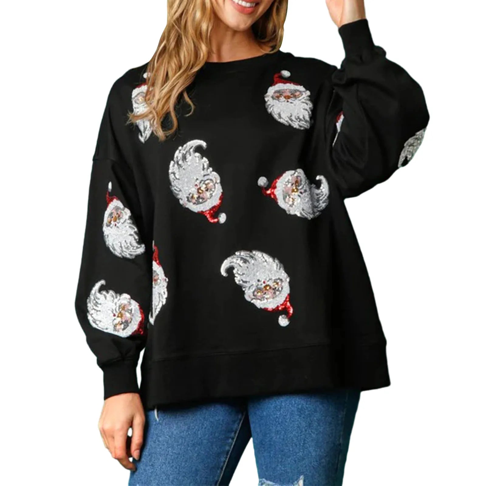 Santa Claus Sequin Crewneck Sweatshirt