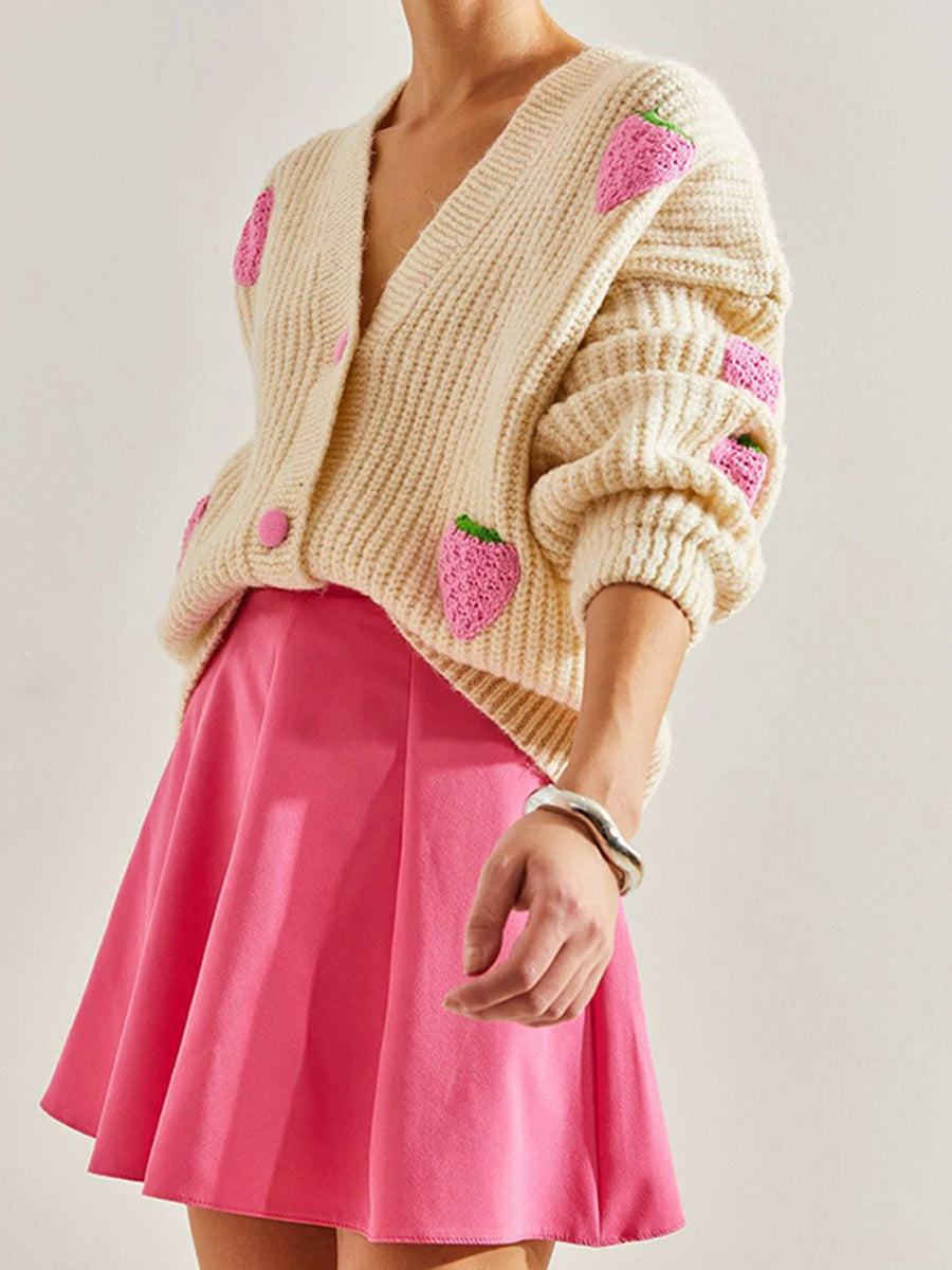 Soft Pink Cable Knit Cardigan