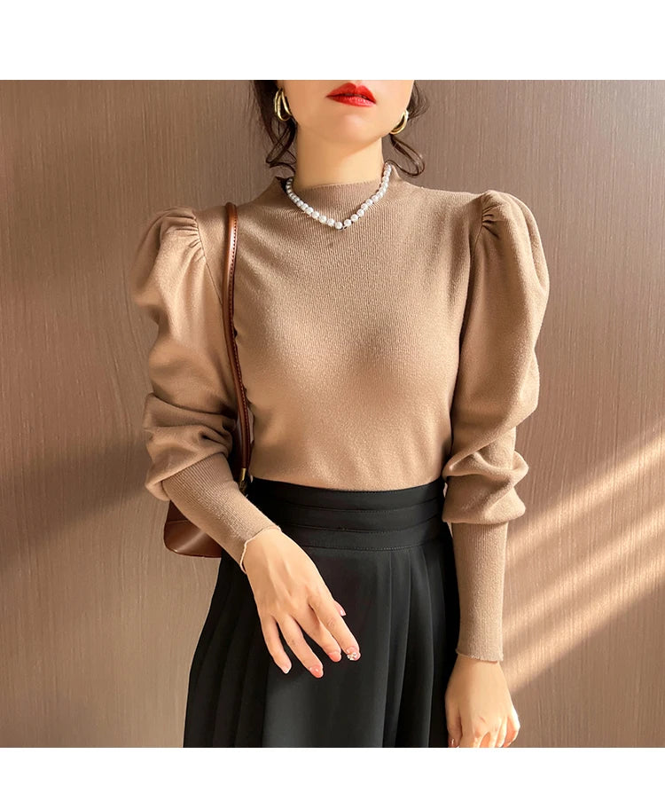 Slim Fit Puff Sleeve Sweater