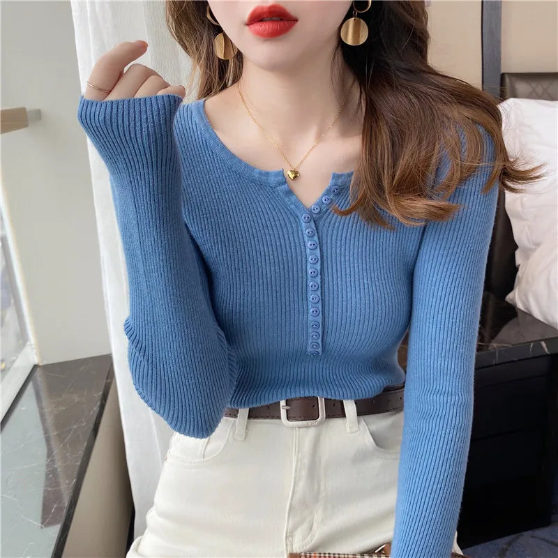 Slim Fit Long Sleeve Knit Top