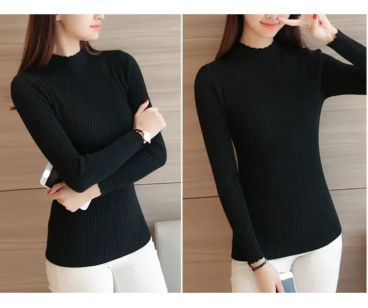 Ruffled Mock Neck Sweater