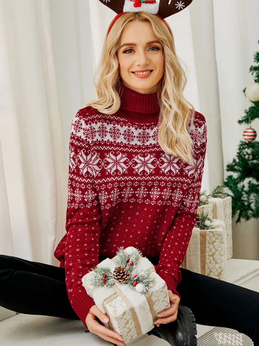 Snowflake High-Neck Sweater