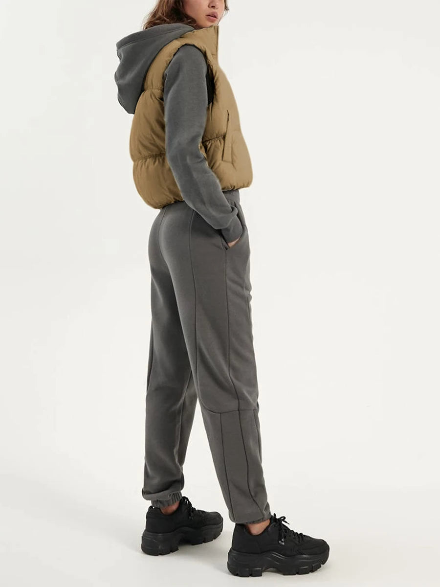 Quilted Puffer Vest with Stand Collar