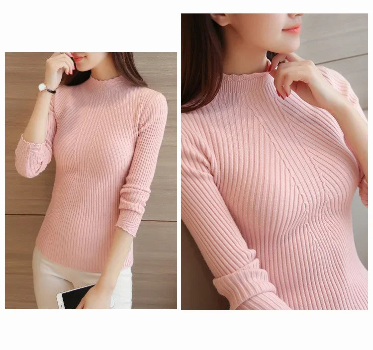 Ruffled Mock Neck Sweater