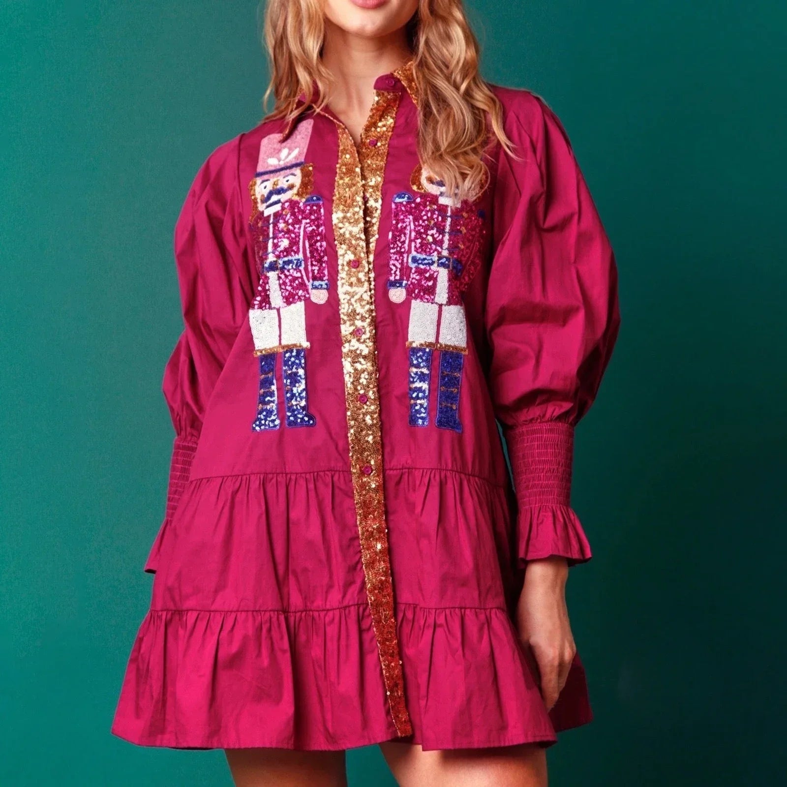 Nutcracker Charm Sequin Holiday Dress