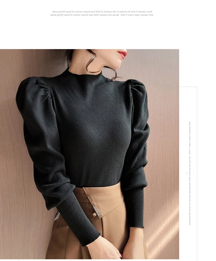 Slim Fit Puff Sleeve Sweater