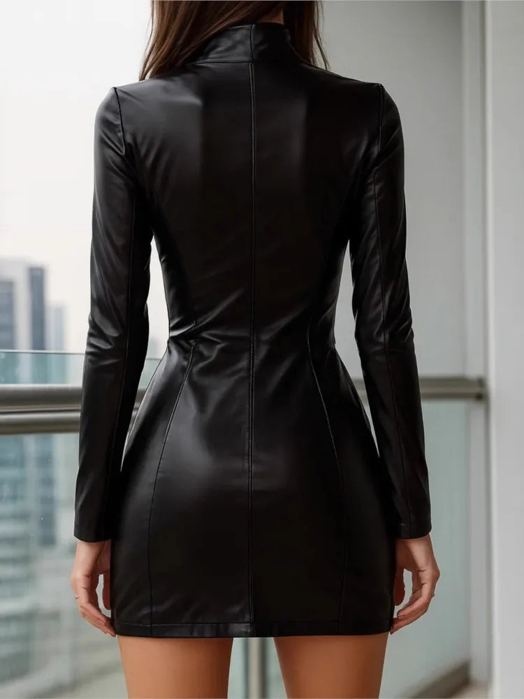 Elysian Noir PU Leather Mini Dress