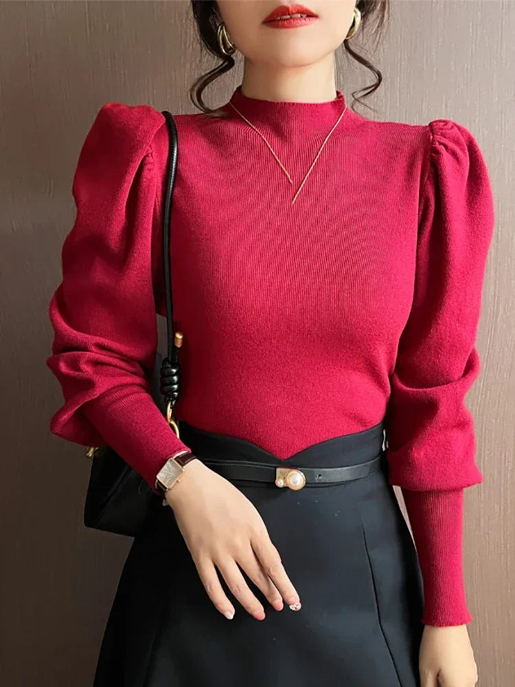 Slim Fit Puff Sleeve Sweater