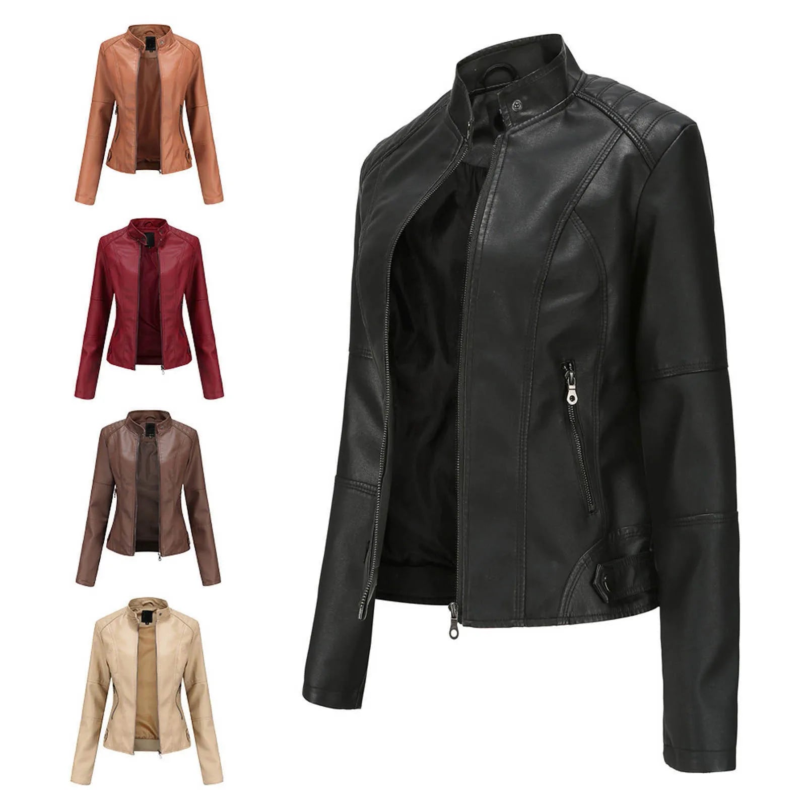 PU Leather Bomber Jacket