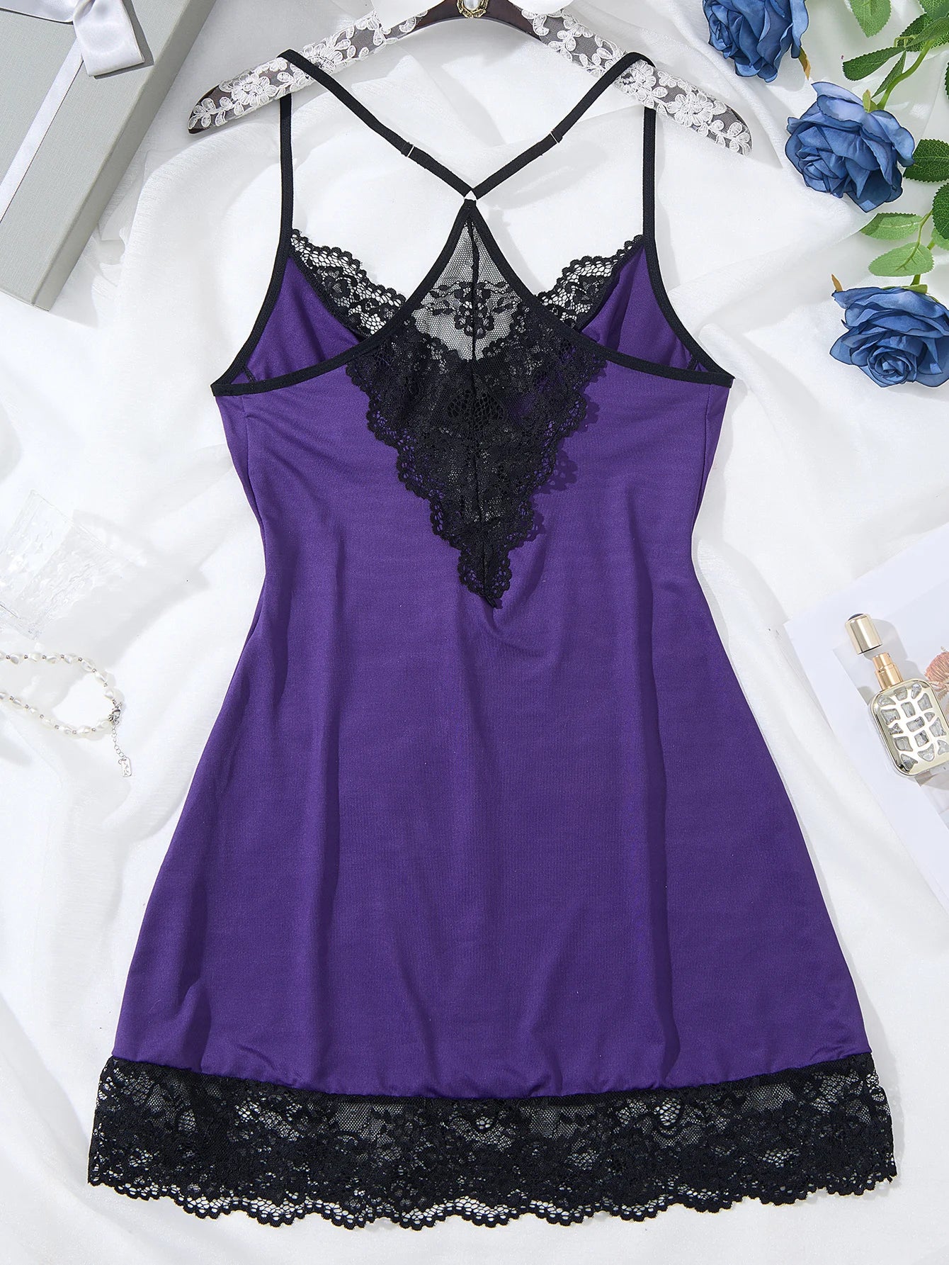 Lace Patch V-Neck Sleep Dress