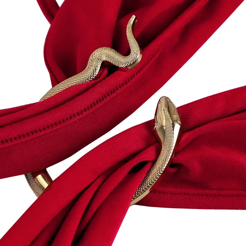 Red Lace-Up Maxi Dress