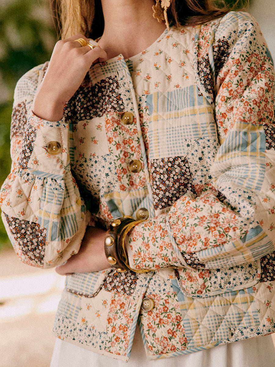 Floral Quilted Button Jacket