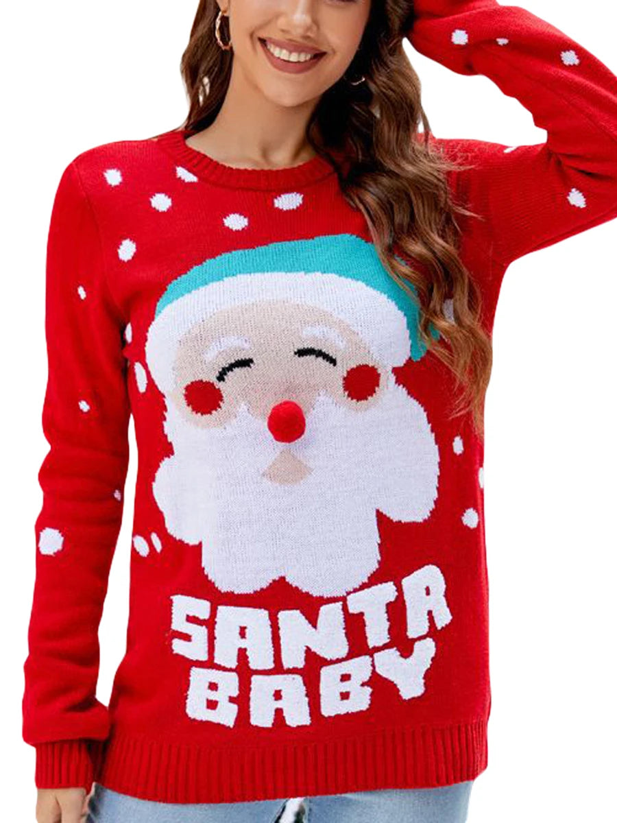Santa Print Holiday Sweater