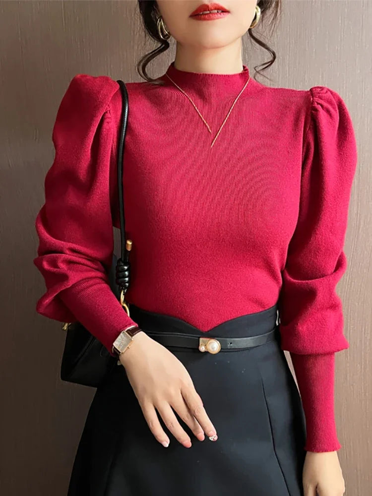 Slim Fit Puff Sleeve Sweater