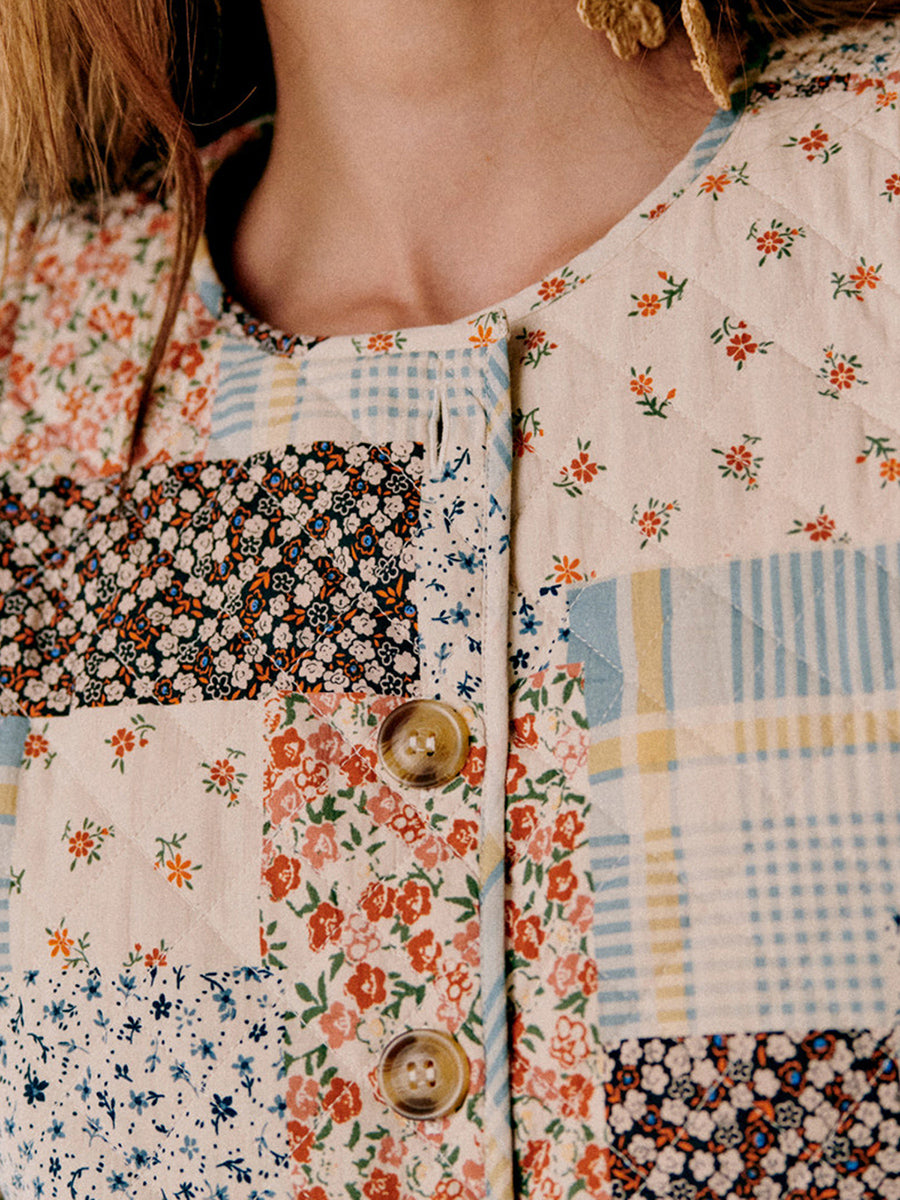 Floral Quilted Button Jacket