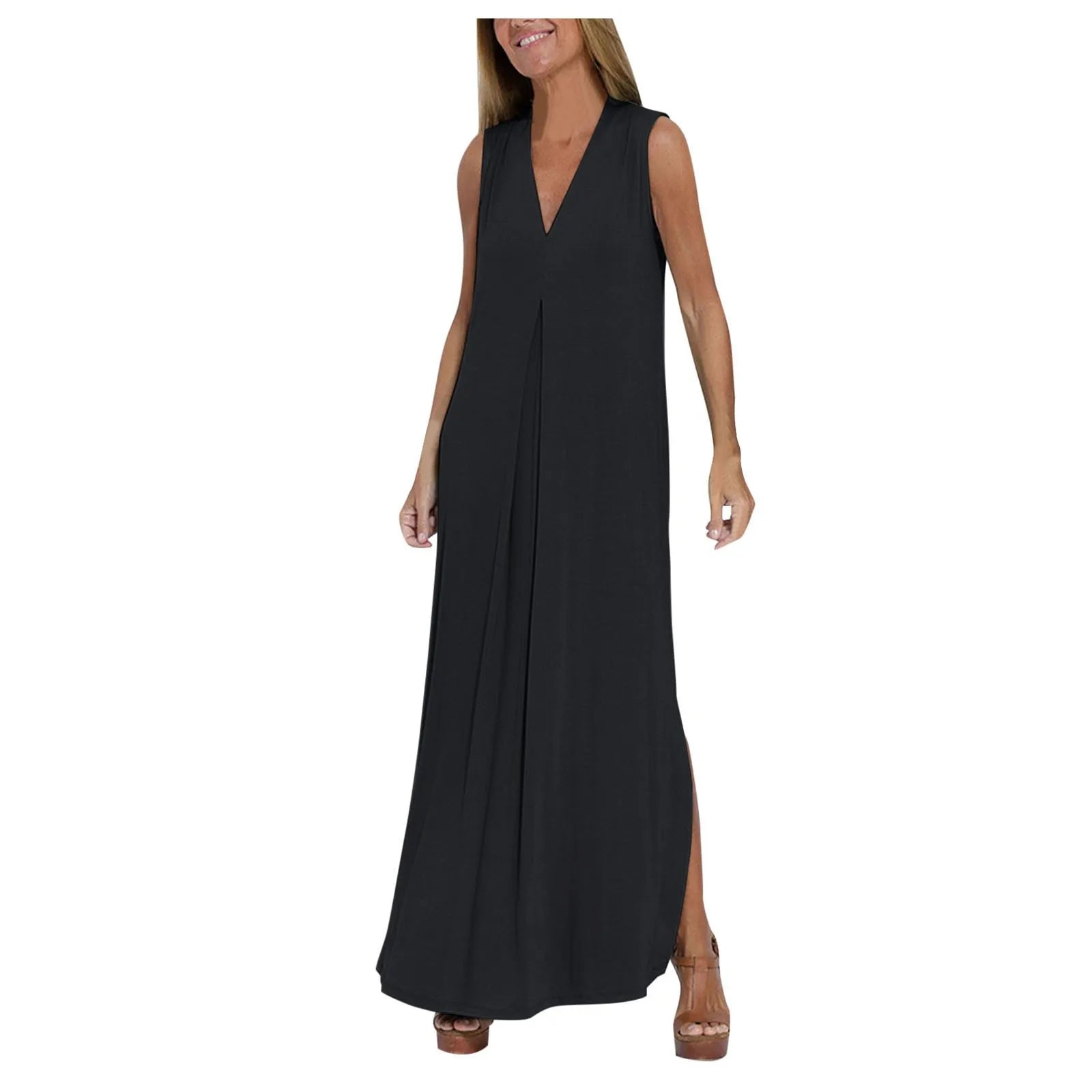 Sleeveless V-Neck Maxi Dresses