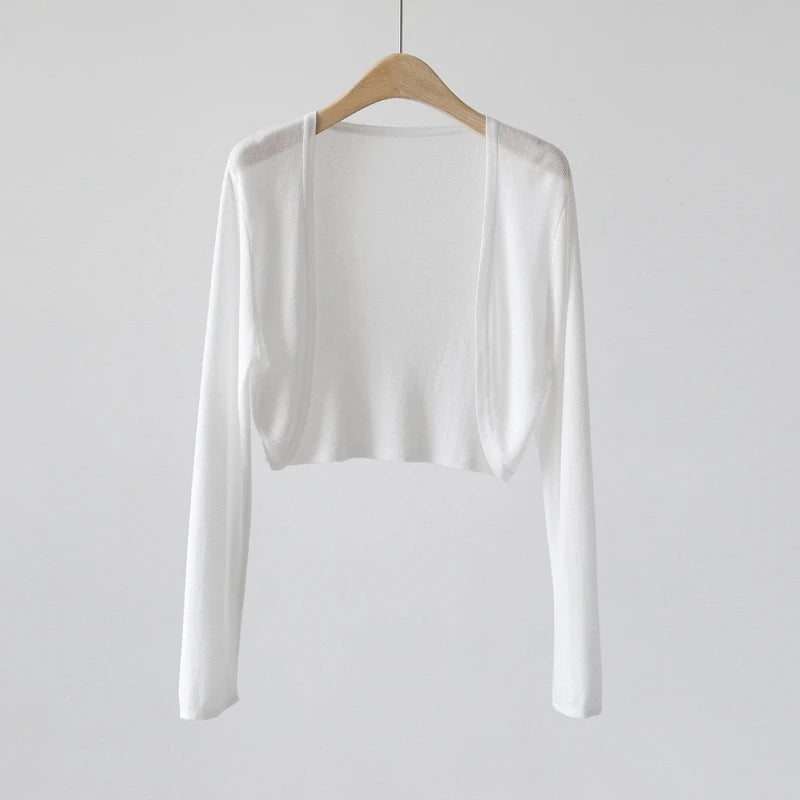Short Ice Silk Knitted Sun Protection Cardigan