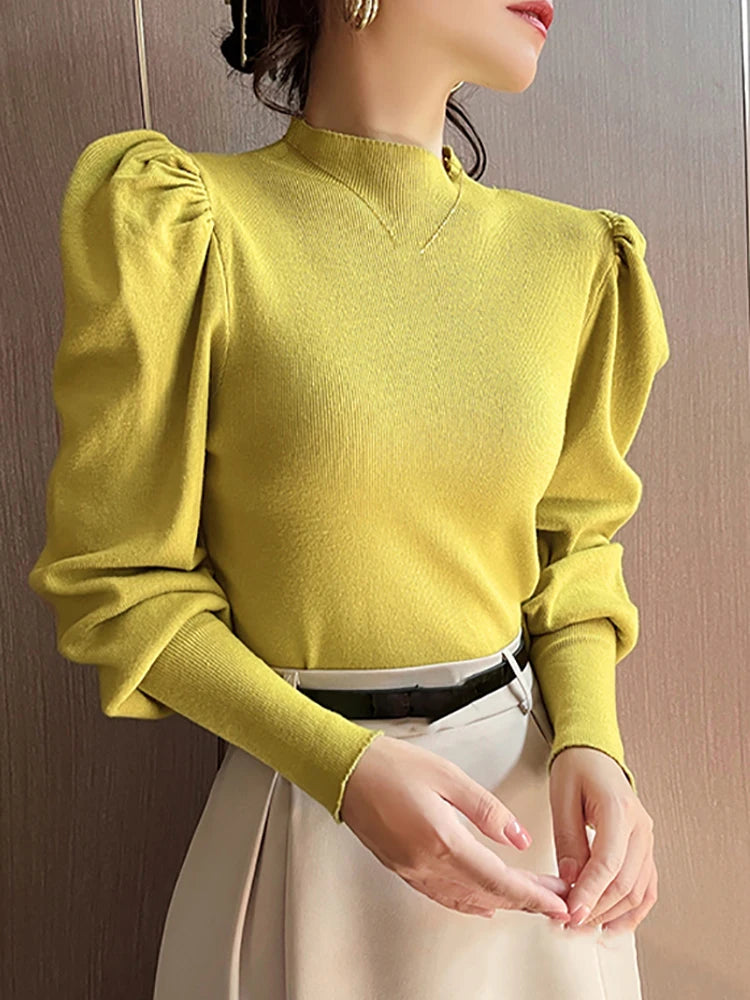 Slim Fit Puff Sleeve Sweater