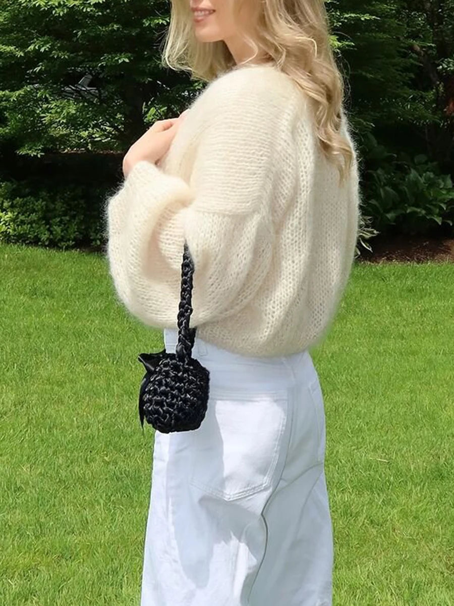 Faux Fur Trim Knit Cardigan