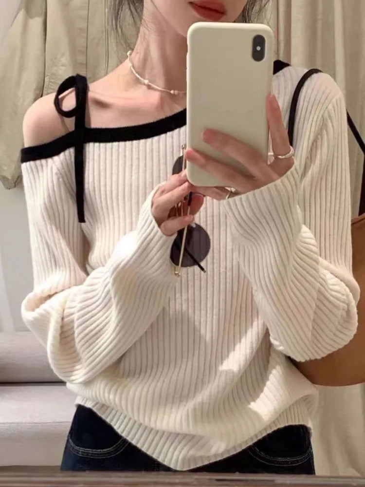 Off-Shoulder Knit Sweater