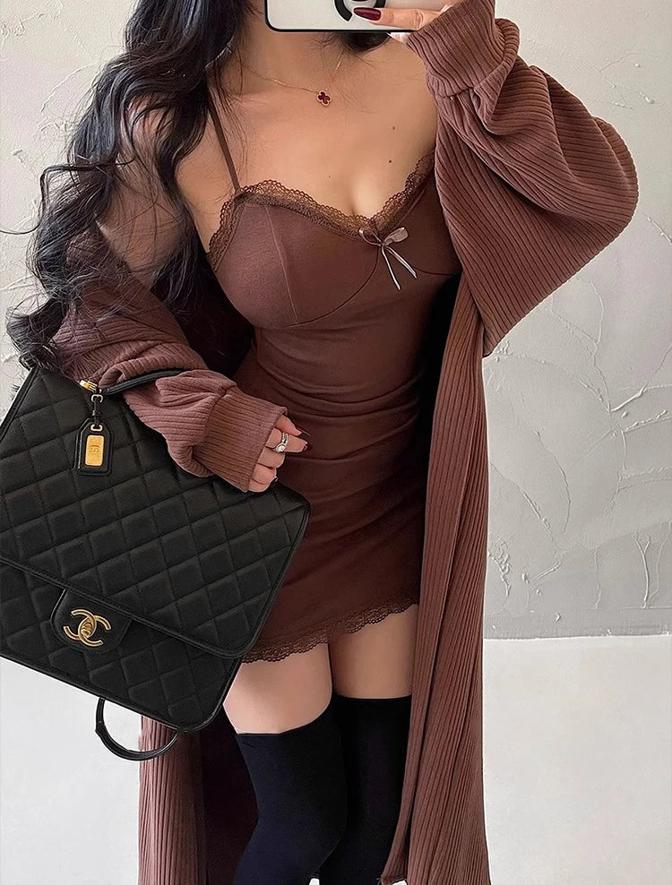 Red Lace Camisole Mini Dress